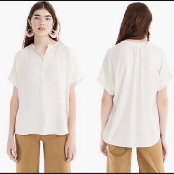 J. Crew Tops - J. Crew Point Sur Drapey Popover Ivory Shirt